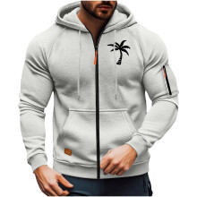 Sweat à capuche décontracté pour homme, imprimé noix de coco, gris clair, taille M