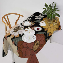 Nappe bohème à fleurs 152 x 213 cm, motif mandala et fleurs sombres
