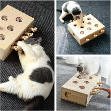 Träleksak för att slå en mullvad katt med 5 hål