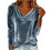 Blusa feminina lisa de manga comprida com gola drapeada. 2