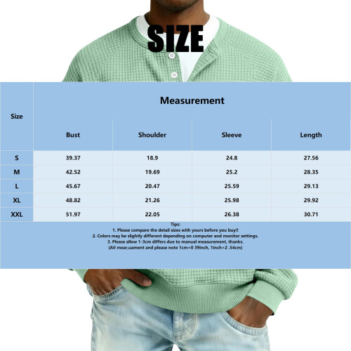 Męska bluza Henley Khaki XL 1