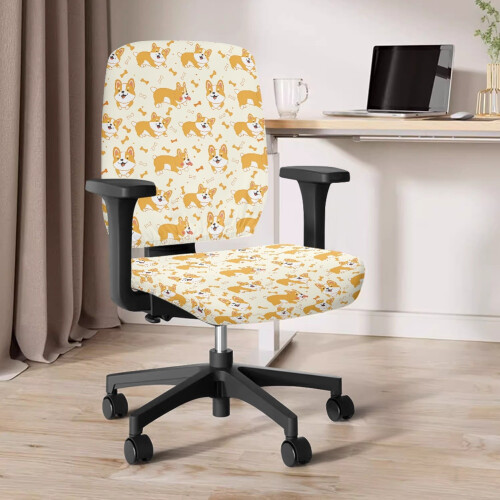 Set de 2 huse de scaun extensibile cu imprimeu Corgi 2