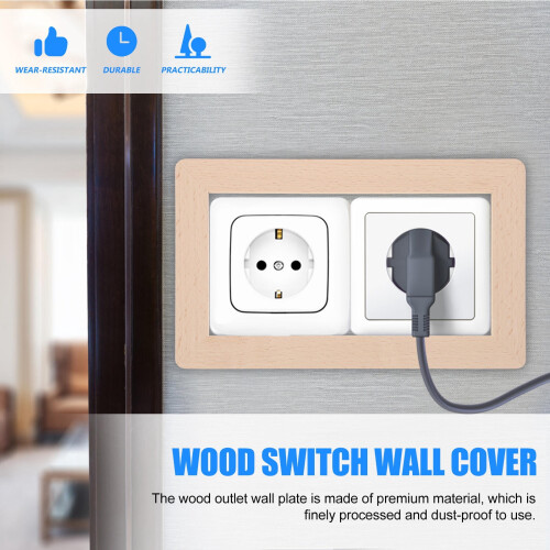 Wood Switch Cover Plate Beech Khaki 1