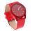 Rote, runde Damen-Quarzuhr mit Lederarmband 4