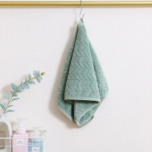 Velvet Hand Towel Green Strip Pattern 29.5x13.8 Inch