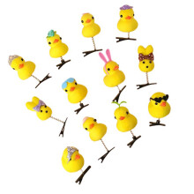 12 pièces pince à cheveux de canard jaune pour femmes-Jaune