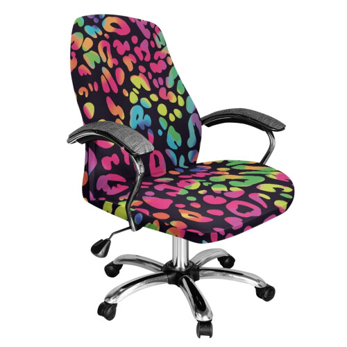 Husă extensibilă pentru scaun, model leopard, mărimea L