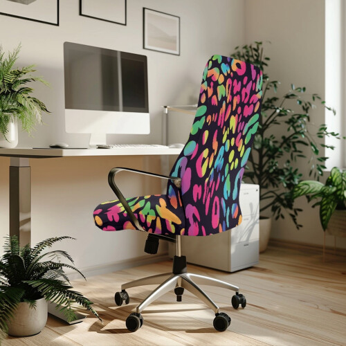 Husă extensibilă pentru scaun, model leopard, mărimea L 2