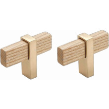 Boutons de meuble en bois, style chinois, noyer, 2 pièces