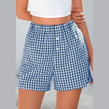 Shorts jeans femininos de cintura alta, azul, tamanho G