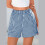 Højtaljede denimshorts til damer, blå L 1