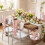 Ensemble de housse extensible pour chaise à oreilles de lapin roses 1