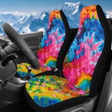 Huse pentru scaune față, antiderapante, vopsite în stil Tie-Dye, cu spătar înalt, 2 buc.