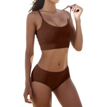 Ensemble soutien-gorge et culotte en coton français rouge, taille S.