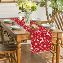 Caminho de mesa natalino vermelho sazonal de inverno para as festas de fim de ano.