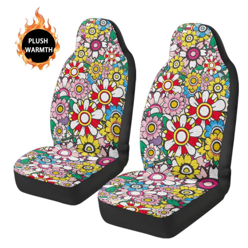 Καλύμματα καθισμάτων αυτοκινήτου Hippie Flower2 τεμάχια μαλακά αναπνεύσιμα 2