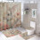 Ensemble rideau de douche Bunny Garden avec tapis 4 pièces 1