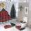 Ensemble de rideau de douche Red Barn Snowy Winter 4 pièces avec 1