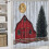 Ensemble de rideau de douche Red Barn Snowy Winter 4 pièces avec 5