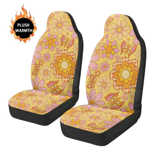 Σετ Καλύμματος Καθίσματος Αυτοκινήτου Hippie Flower Design 2 Τεμάχια 2