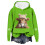 Damehættetrøje med koprint, grøn, oversized sweatshirt L 4