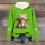 Damehættetrøje med koprint, grøn, oversized sweatshirt L 2