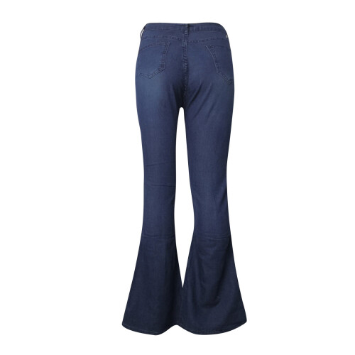 Dames denim micro trompetbroek met hoge taille 2