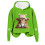 Damehættetrøje med koprint, grøn, oversized sweatshirt L 5