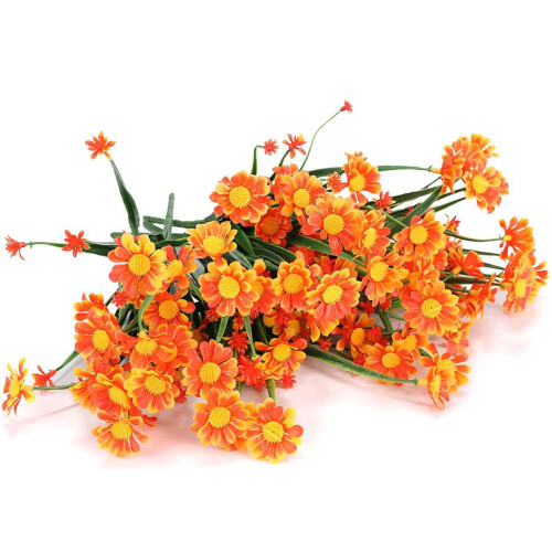 Künstliche Gänseblümchen-Chrysanthemen, orange, 6er-Pack, farbecht 1