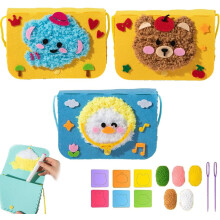 Uldbroderi crossbody taskesæt til børn DIY tegneseriedyr