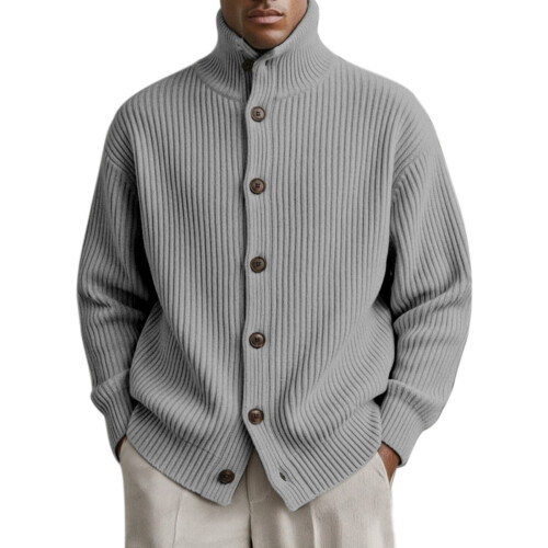 Herren-Strickjacke in lockerer Passform, grau, XL
