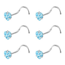 Piercing nas inimă cu zirconii cubice, 6 bucăți