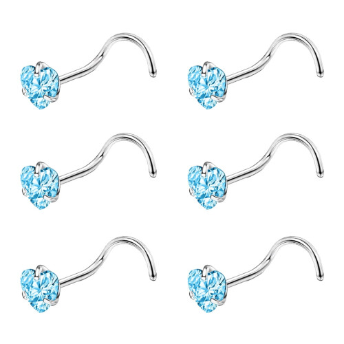 Szív alakú orr piercing CZ6 db
