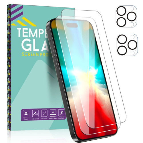 iPhone 15 Pro skärmskydd + kameraskydd (2-pack)