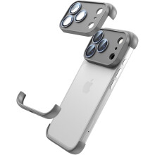 iPhone 17 Pro Bumper-Hülle, rahmenlos, minimalistisch, grau, TPU