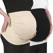 Ceintures de grossesse en nylon noir et beige, taille XXL (lot de 2)