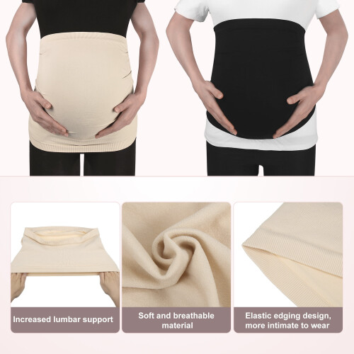 Mavebånd til gravide kvinder sort beige nylon XXL 2 stk. 2