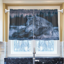 Rideaux demi-couches Wolf Night Sky, 2 panneaux, 68,5 cm de largeur x 61 cm de longueur