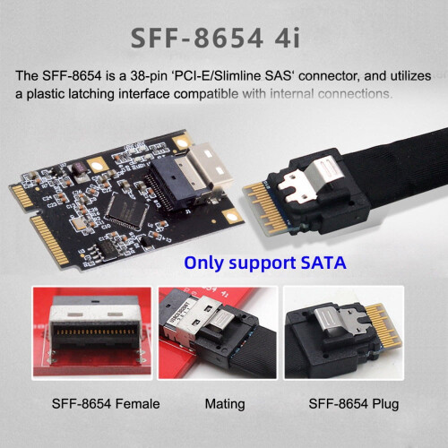 Mini PCI-E naar SATA3.0 adapterkaart met vier poorten 2