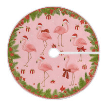 Jupe de sapin de Noël motif flamant rose 120 cm
