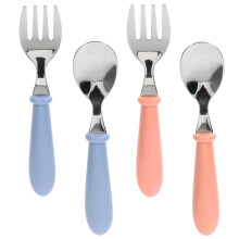Ensemble cuillère et fourchette en acier inoxydable pour enfants (4 pièces)