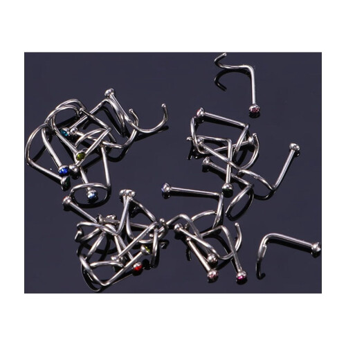 Stainless Steel Rhinestone Nose Studs 30 pcs 2