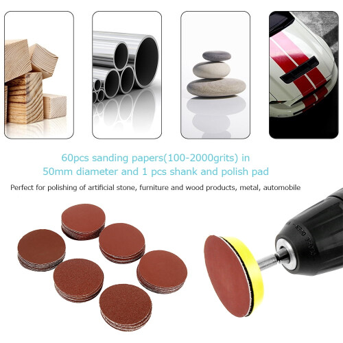 Sander Disc 2 Inch 60PCS 100-2000 Grit 2