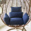 Egg Chair Cushion with Headrest Blue Waterproof 1