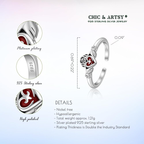925 Sterling Silver Claddagh Toe Ring Adjustable Opal Women 2