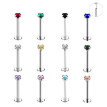 Crystal Lip Labret Studs Set 12 Pcs 16G Mix Color