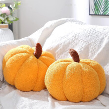 Coussins décoratifs citrouille d'Halloween, 18 x 13 cm, jaune peluche, lot de 2