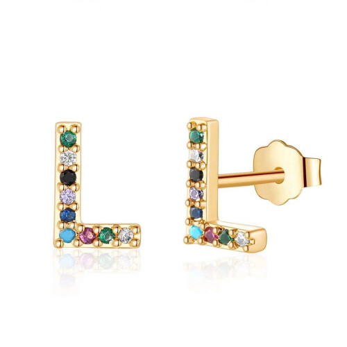 Sterling Silver Gold-Plated CZ Stud Earrings for Women