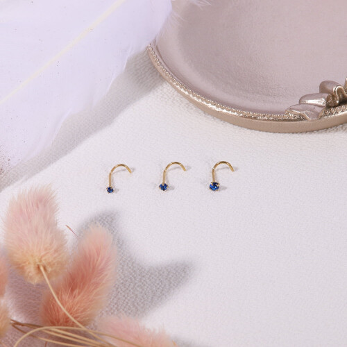 CZ nose studs gold plated 6 pcs 20G 1