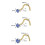 CZ nose studs gold plated 6 pcs 20G 4